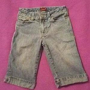 Low cut jean shorts.